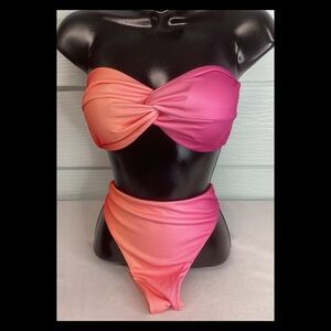 Gradient Pink and Orange Women's Swimwear. 15